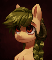 Size: 1280x1474 | Tagged: safe, artist:aphphphphp, oc, oc only, pony, braid, bust, female, mare, portrait, ram horns, solo