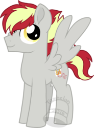 Size: 516x700 | Tagged: safe, artist:tambelon, oc, oc only, oc:postage stamp, pegasus, pony, magical lesbian spawn, male, offspring, parent:derpy hooves, parent:oc:special delivery, solo, stallion, watermark