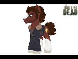 Size: 800x600 | Tagged: safe, artist:tambelon, earth pony, pony, clothes, crossover, jacket, male, ponified, rick grimes, solo, stallion, the walking dead