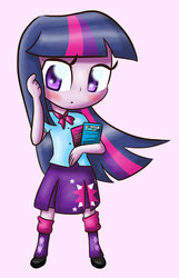 Size: 1024x1589 | Tagged: safe, artist:mlpbluesketch, twilight sparkle, equestria girls, g4, blushing, female, simple background, solo