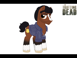 Size: 800x600 | Tagged: safe, artist:tambelon, earth pony, pony, clothes, crossover, jewelry, male, necklace, ponified, shane walsh, shirt, solo, stallion, the walking dead