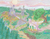 Size: 3272x2528 | Tagged: safe, artist:sonic-spatula, princess celestia, alicorn, pony, g4, castle, cloud, female, high res, mare, pink-mane celestia, scenery, solo, sun, traditional art, tree, younger