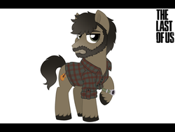 Size: 800x600 | Tagged: safe, artist:tambelon, oc, oc only, earth pony, pony, clothes, crossover, joel, male, ponified, shirt, solo, stallion, the last of us, watch