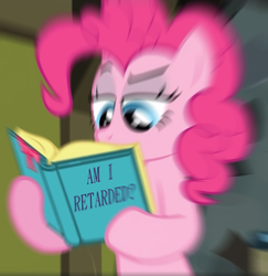 Size: 742x762 | Tagged: safe, edit, edited screencap, screencap, pinkie pie, g4, book, female, meme, motion blur, reading, solo