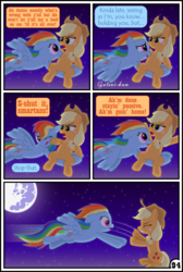 Size: 3254x4837 | Tagged: safe, artist:gutovi, applejack, rainbow dash, pony, comic:why me!?, g4, comic, high res, implied appledash, implied lesbian, implied shipping, this will end in tears and/or death