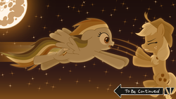 Size: 1024x576 | Tagged: safe, artist:gutovi, applejack, rainbow dash, earth pony, pegasus, pony, comic:why me!?, g4, mare in the moon, moon, this will end in tears and/or death, to be continued