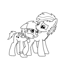 Size: 505x462 | Tagged: safe, artist:pizzamovies, oc, oc only, oc:deathsong, oc:pizzamovies, pegasus, pony, cutie mark, duo, kissing, lineart, music notes, oc x oc, shipping, simple background, white background