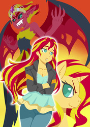Size: 919x1300 | Tagged: safe, artist:robbiecave, sunset shimmer, pony, unicorn, equestria girls, g4, my little pony equestria girls, my little pony equestria girls: friendship games, my past is not today, comparison, element of magic, sunset satan