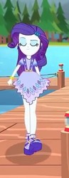 Size: 165x424 | Tagged: safe, screencap, rarity, equestria girls, g4, my little pony equestria girls: legend of everfree, boots, bracelet, camp fashion show outfit, clothes, eyes closed, female, high heel boots, lantern, legs, pier, sexy, skirt, smiling, solo, strut, strutting, tree, walking