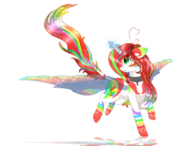 Size: 3000x2520 | Tagged: safe, artist:php146, oc, oc only, alicorn, pony, colored wings, eye clipping through hair, female, high res, mare, rainbow power, simple background, solo, transparent background