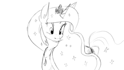 Size: 1280x720 | Tagged: safe, artist:hierozaki, princess luna, g4, female, lineart, solo