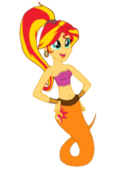 Size: 2409x3320 | Tagged: safe, artist:renthegodofhumor, sunset shimmer, genie, equestria girls, g4, aladdin, belly button, crossover, disney, female, high res, midriff, open mouth, simple background, solo, transparent background