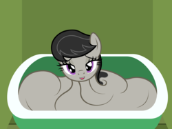Size: 2978x2233 | Tagged: safe, artist:badumsquish, derpibooru exclusive, octavia melody, goo pony, original species, g4, bath, bathtub, bedroom eyes, female, goo ponified, goo pony bath, grin, high res, looking at you, meltavia, open mouth, smiling, solo, species swap