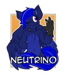 Size: 2100x2400 | Tagged: safe, artist:bbsartboutique, oc, oc only, oc:neutrino burst, hippogriff, badge, con badge, high res, shy, solo, waving