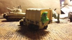 Size: 4128x2322 | Tagged: safe, gummy, alligator, reptile, g4, gummy doesn't give a fuck, gummy the deep thinker, high res, irl, photo, tank (vehicle), toy, truck