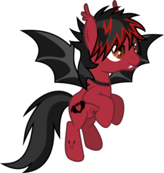 Size: 1324x1390 | Tagged: safe, artist:lightningbolt, derpibooru exclusive, bat pony, pony, g4, .svg available, bat wings, dyed mane, ear fluff, fall out boy, fangs, flying, male, messy mane, pete wentz, ponified, show accurate, simple background, slit pupils, solo, spread wings, stallion, svg, tattoo, transparent background, vector, wings