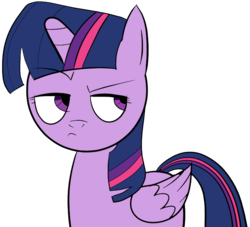 Size: 715x649 | Tagged: safe, artist:totallynotabronyfim, twilight sparkle, alicorn, pony, g4, :<, annoyed, female, frown, lidded eyes, looking back, mare, raised eyebrow, simple background, skeptical, solo, transparent background, twilight sparkle (alicorn)