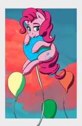 Size: 3850x5950 | Tagged: safe, artist:lula-moonarts, pinkie pie, earth pony, pony, g4, absurd resolution, balloon, cute, female, floating, mare, open mouth, solo, then watch her balloons lift her up to the sky