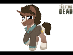 Size: 800x600 | Tagged: safe, artist:tambelon, pony, unicorn, clothes, crossover, eugene porter, male, ponified, shirt, solo, stallion, the walking dead