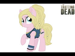 Size: 800x600 | Tagged: safe, artist:tambelon, earth pony, pony, beth greene, bracelet, clothes, crossover, female, jewelry, mare, necklace, ponified, shirt, solo, the walking dead
