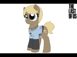 Size: 800x600 | Tagged: safe, artist:tambelon, earth pony, pony, clothes, crossover, female, jewelry, mare, necklace, ponified, sarah miller, shirt, solo, the last of us