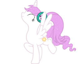 Size: 4400x3610 | Tagged: safe, artist:garythegriffon, princess celestia, alicorn, pony, g4, ^^, eyes closed, female, high res, mare, pink-mane celestia, raised hoof, simple background, solo, spread wings, transparent background, wings, younger