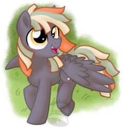 Size: 674x700 | Tagged: safe, artist:tambelon, oc, oc only, oc:leek stalk, pegasus, pony, female, mare, simple background, solo, watermark