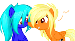 Size: 1200x663 | Tagged: safe, artist:snowbunny0820, oc, oc only, oc:gamer jack, oc:snowbunny, pegasus, pony, base used, boop, female, mare, simple background, transparent background