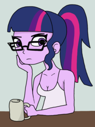 Size: 732x978 | Tagged: safe, artist:iyoungsavage, sci-twi, twilight sparkle, equestria girls, g4, female, mug, solo