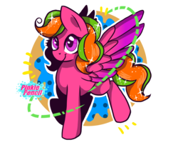 Size: 1907x1546 | Tagged: safe, artist:biskhuit, oc, oc only, oc:dolphin wave, pegasus, pony, colored wings, female, mare, multicolored wings, solo