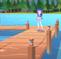 Size: 481x466 | Tagged: safe, screencap, rarity, equestria girls, g4, my little pony equestria girls: legend of everfree, animated, bitch i'm fabulous, boots, bracelet, camp fashion show outfit, clothes, dress, eyes closed, female, gif, lantern, loop, pier, solo, tree, walking