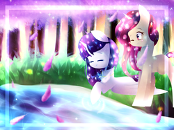 Size: 1600x1200 | Tagged: safe, artist:twily-star, oc, oc only, oc:twily star, alicorn, pony, unicorn, alicorn oc, female, horn, mare, prone, river, wings