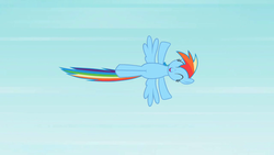 Size: 1280x720 | Tagged: safe, screencap, rainbow dash, pegasus, pony, g4, may the best pet win, cute, dashabetes, eyes closed, female, flying, happy, legs together, mare, open mouth, smiling, solo, spread wings, wings