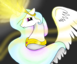 Size: 1024x853 | Tagged: safe, artist:acry-artwork, princess celestia, alicorn, pony, g4, crown, jewelry, looking at you, magic, peytral, regalia, spread wings, wings