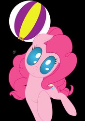 Size: 750x1066 | Tagged: safe, artist:deadsteeledwardelric, artist:ethereal-desired, pinkie pie, earth pony, pony, g4, balloon, beach ball, black background, female, simple background, solo