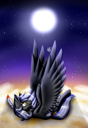 Size: 900x1300 | Tagged: safe, artist:inspiredpixels, oc, oc only, oc:cloudy night, pegasus, pony, cloud, falling, female, mare, moon, night, solo