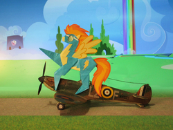 Size: 2899x2175 | Tagged: safe, artist:malte279, spitfire, pegasus, pony, g4, clothes, high res, model plane, namesake, origami, supermarine spitfire, uniform, wonderbolts, wonderbolts uniform