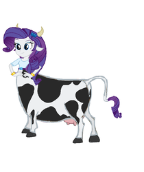 Size: 666x793 | Tagged: source needed, useless source url, safe, artist:theunknowenone1, rarity, centaur, cow, equestria girls, g4, bracelet, cow ears, female, hand on hip, horns, jewelry, needs more jpeg, raricow, solo, species swap, udder