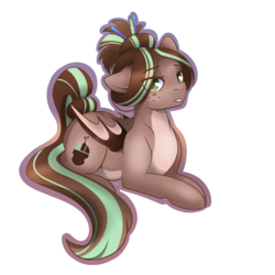 Size: 1024x1024 | Tagged: safe, artist:csox, oc, oc only, oc:cocoa dot, bat pony, pony, freckles, prone, simple background, solo, transparent background