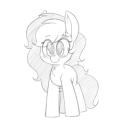 Size: 1230x1230 | Tagged: safe, artist:quarantinedchaoz, oc, oc only, oc:violet skies, earth pony, pony, animated, blinking, blushing, earth pony oc, female, gif, lineart, mare, monochrome, sketch, smiling, solo