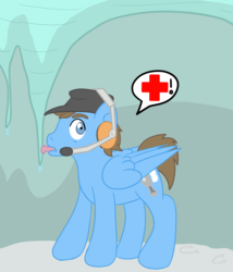 Size: 1024x1194 | Tagged: safe, artist:mediponee, pony, crossover, ice, icicle, ponified, scout (tf2), solo, team fortress 2, tongue stuck to pole