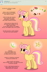 Size: 1391x2130 | Tagged: safe, artist:firefall-mlp, oc, oc only, oc:ice cream, pony, unicorn, ask, blushing, deviantart, female, gradient background, mare, solo