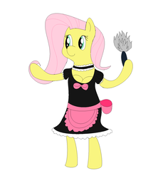 Size: 1258x1416 | Tagged: safe, artist:amateur-draw, fluttershy, anthro, unguligrade anthro, g4, 1000 hours in ms paint, arm hooves, clothes, duster, female, fluttermaid, maid, ms paint, solo