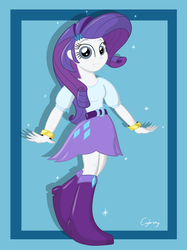 Size: 1936x2592 | Tagged: safe, artist:thebrokencog, rarity, equestria girls, g4, boots, bracelet, clothes, cute, female, high heel boots, jewelry, looking at you, raised leg, raribetes, skirt, solo, sparkles