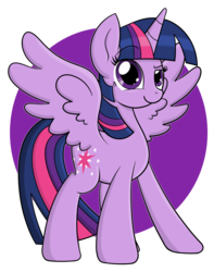 Size: 4500x5700 | Tagged: safe, artist:thebrokencog, twilight sparkle, alicorn, pony, g4, absurd resolution, female, fulfilled cutie mark, looking at you, mare, raised eyebrow, simple background, smiling, smirk, solo, spread wings, transparent background, twilight sparkle (alicorn), wings