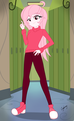 Size: 1500x2436 | Tagged: safe, artist:thebrokencog, oc, oc only, oc:riouku, equestria girls, g4, canterlot high, clothes, converse, equestria girls-ified, female, lockers, pants, shoes, sneakers, solo