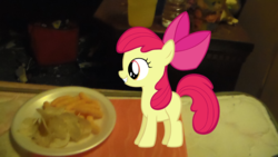 Size: 1696x954 | Tagged: safe, apple bloom, g4, cheese curls (food), chips, food, potato chips