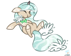 Size: 1024x801 | Tagged: safe, artist:iheartjapan789, oc, oc only, oc:marble cove, original species, pond pony, pony, unicorn, eyes closed, female, mare, puffy cheeks, simple background, solo, transparent background