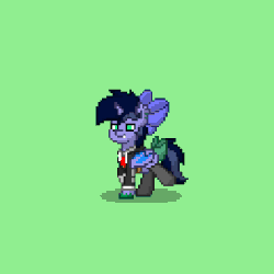 Size: 487x487 | Tagged: safe, artist:php142, oc, oc only, oc:purple flix, bat pony, pony, pony town, animated, bedroom eyes, bow, clothes, corporate attire, fancy, formal, gif, loop, socks, solo, trotting, updated, walking