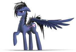 Size: 4360x2994 | Tagged: safe, artist:fenixdust, oc, oc only, oc:elixir, pegasus, pony, amputee, broken wing, female, floppy ears, high res, injured, mare, raised hoof, scar, simple background, solo, sticker, white background, wing brace, wings